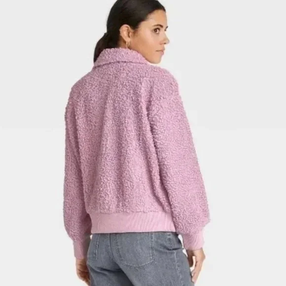 Universal Thread Sherpa Bomber Jacket- Oversized- Size Medium- Purple - Picture 2 of 8